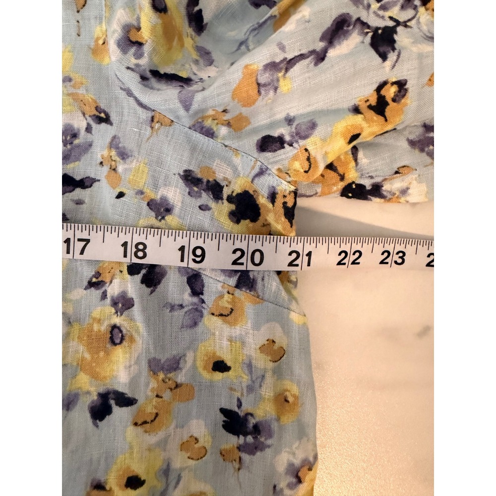 J.Jill Love Linen Floral Watercolor Tunic Top Blue Yellow 3/4 Sleeve‎ Small - Picture 8 of 8
